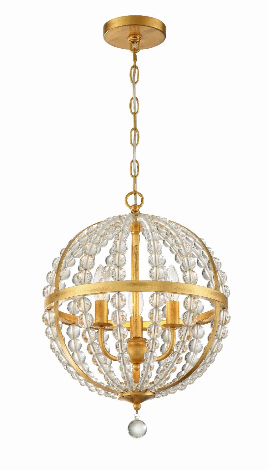 Crystorama ROX-A9003-GA Roxy 3 Light Chandelier - Antique Gold