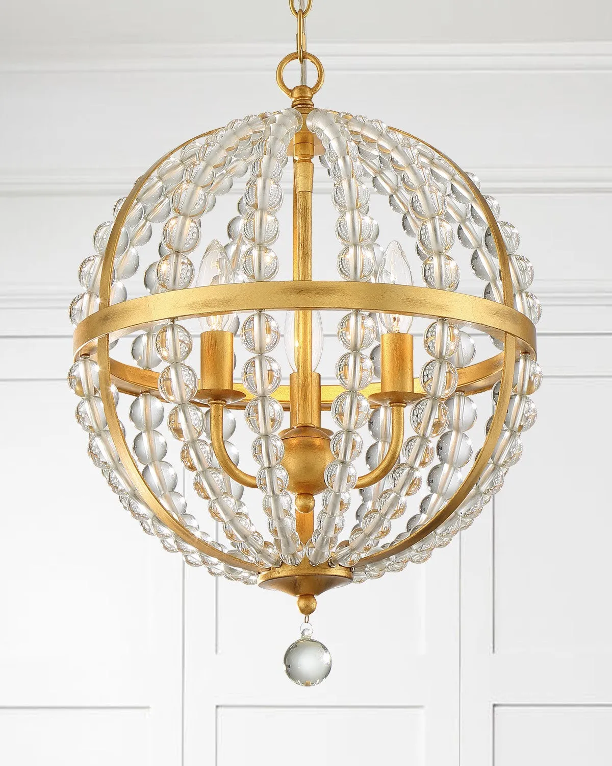 Crystorama ROX-A9003-GA Roxy 3 Light Chandelier - Antique Gold