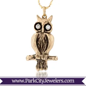 Diamond Eyed Owl Pendant