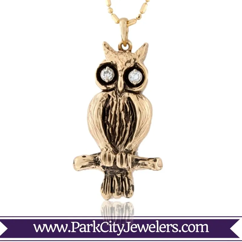 Diamond Eyed Owl Pendant