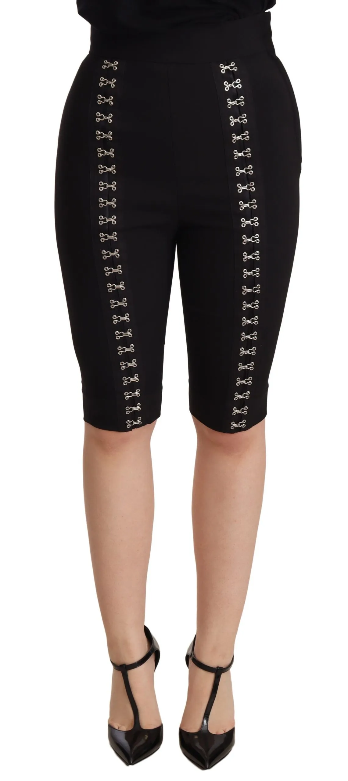 Dolce & Gabbana Elegant High Waist Black Wool Shorts