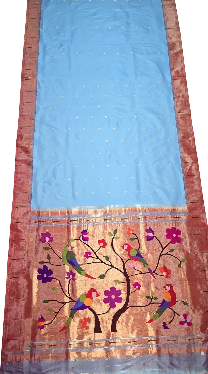 Elegant Blue Paithani Silk Saree with Muniya Border