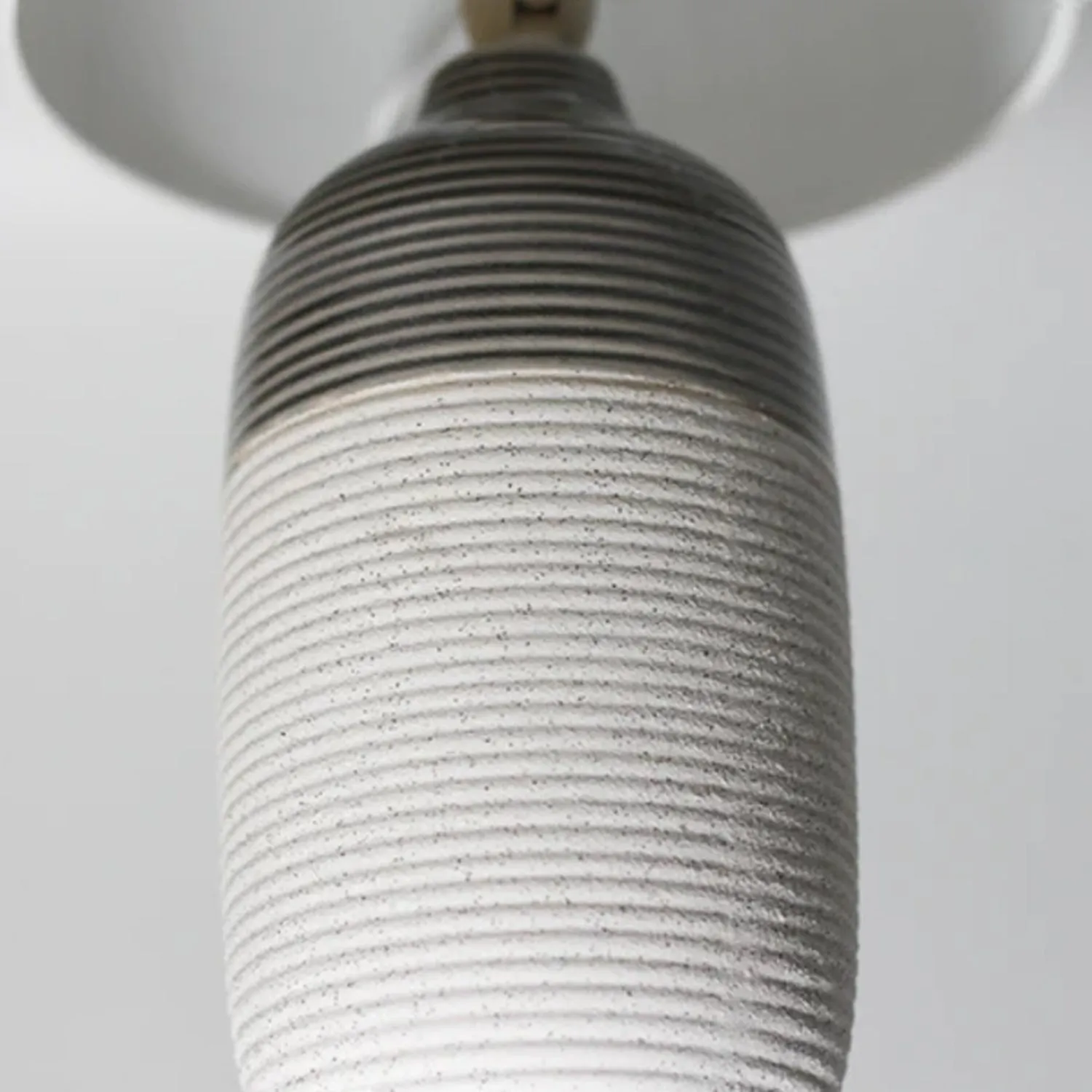 Eva Elegant Ribbed, Ceramic Table Lamp (Set of 2) - White/Grey, Linen Shade, 385mm High, PL0239