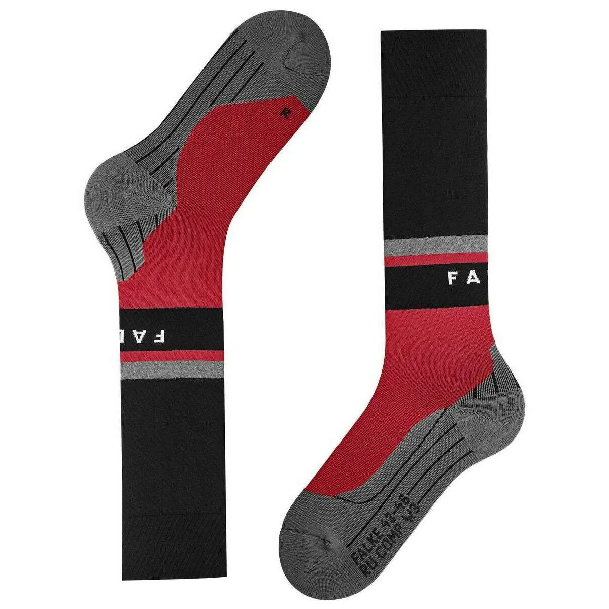 Falke RU Compression Energy Running Knee-High W3 Socks - Black/Scarlet Red