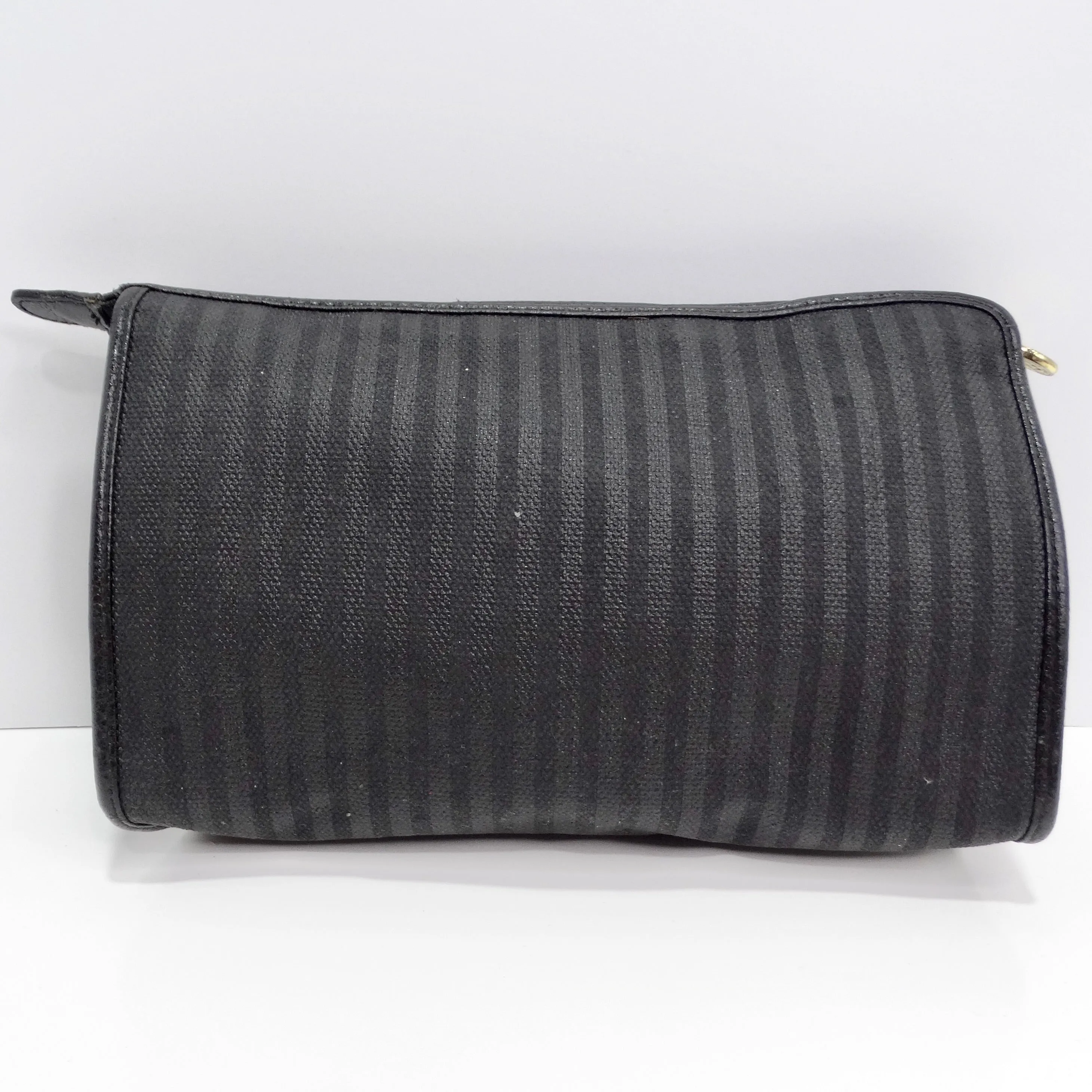 Fendi 1990s Black Striped Makeup Bag