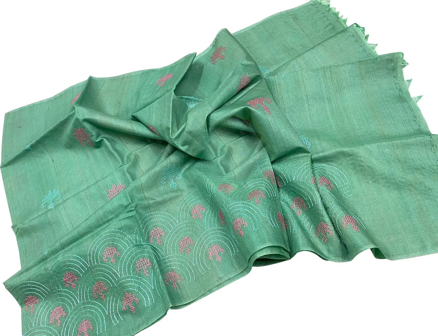 Get the Best Green Bhagalpur Pure Tussar Silk Dupatta Online - Shop Now!