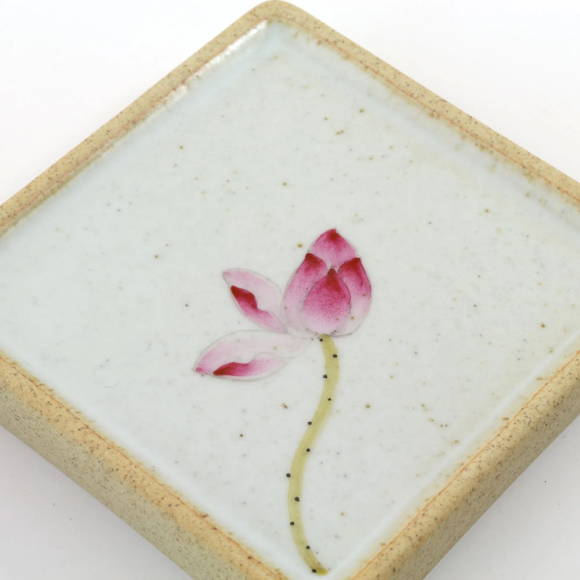 Gohobi Hand-Painted Ceramic Floral Coasters (Set of 2)