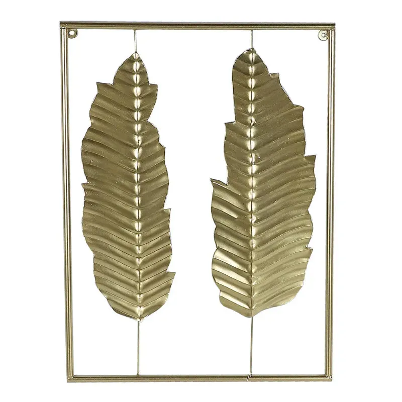 Gold Rectangular Leaves Wall Decor| Gold | Set of 3 | 15 x 12 x 1 inches