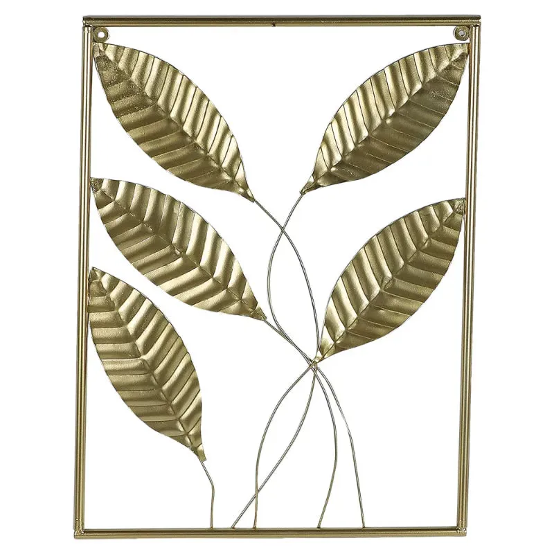 Gold Rectangular Leaves Wall Decor| Gold | Set of 3 | 15 x 12 x 1 inches