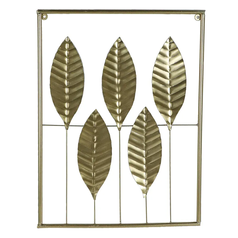 Gold Rectangular Leaves Wall Decor| Gold | Set of 3 | 15 x 12 x 1 inches