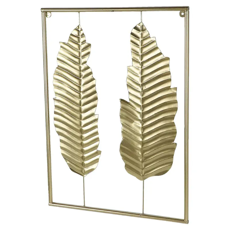 Gold Rectangular Leaves Wall Decor| Gold | Set of 3 | 15 x 12 x 1 inches