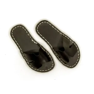 H-Style Black Leather Barefoot Slipper For Men