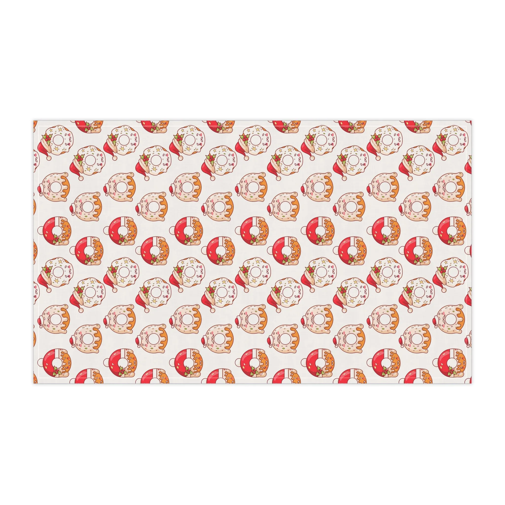 Holiday Donut Kitchen Towel - Christmas Baking Decor - Lightweight & Durable Cotton Twill or Polyester