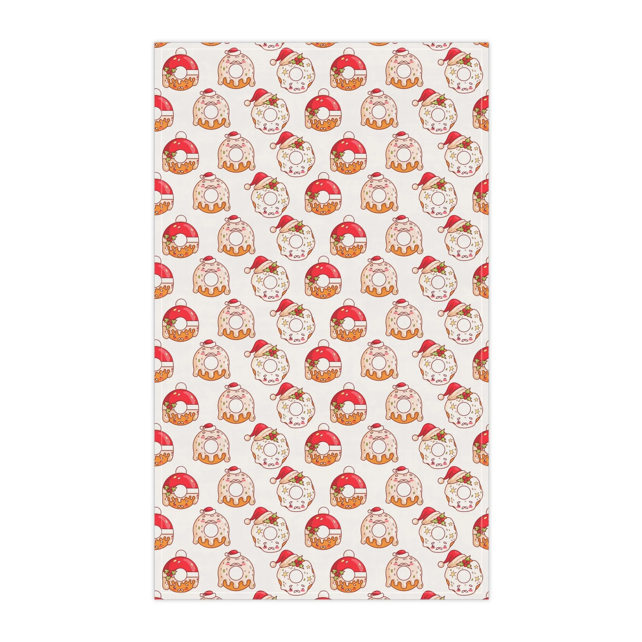 Holiday Donut Kitchen Towel - Christmas Baking Decor - Lightweight & Durable Cotton Twill or Polyester