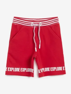 HOP Kids Red Printed Cotton Shorts