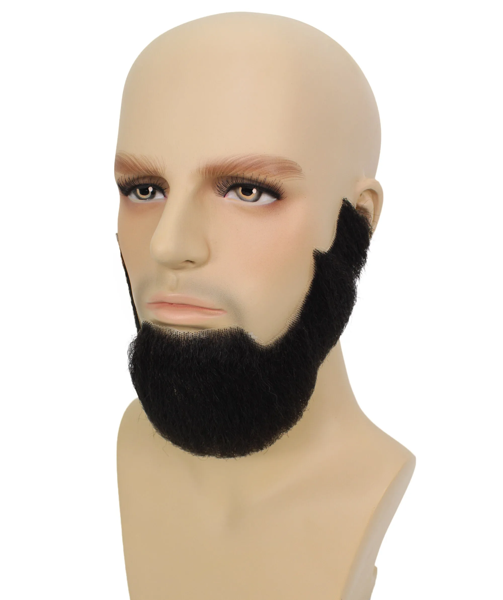 HPO Adult Men's Natural Black Human Hair Beard I Facial Hair I Perfect for Halloween and Cosplay