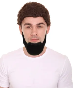 HPO Adult Men's Natural Black Human Hair Beard I Facial Hair I Perfect for Halloween and Cosplay