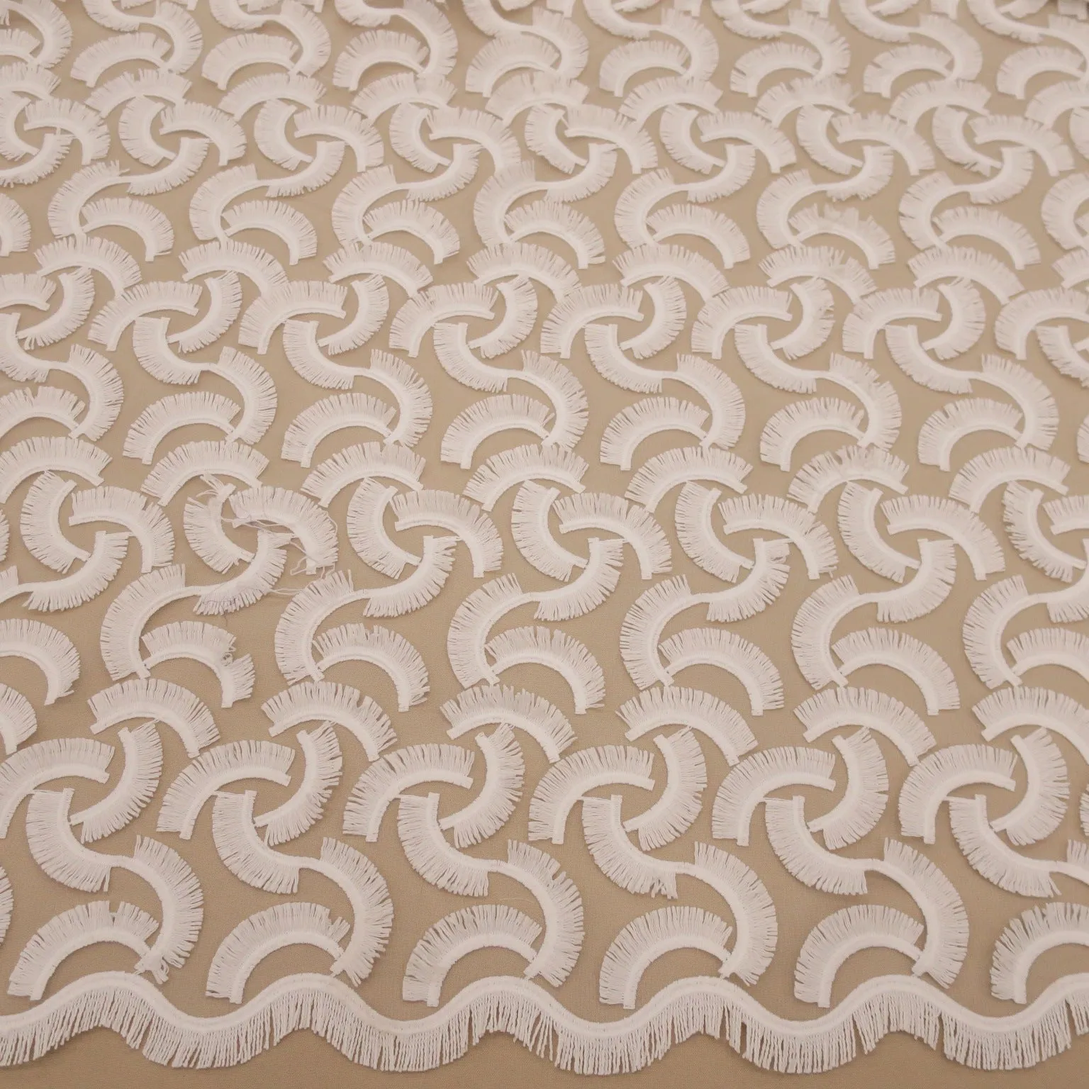 Ivory Geometric Embroidered Lace