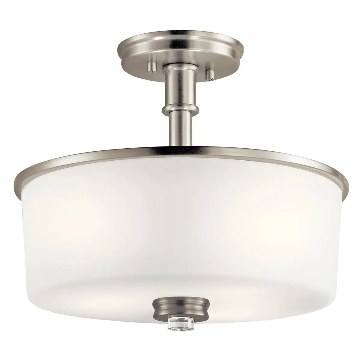 Joelson 14" 3-Light LED Semi-Flush Mount Light with Satin etched cased opal glass, Brushed nickel Finish