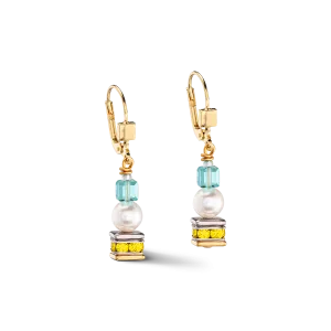 Joyful Cubes & Pearls earrings multicolour