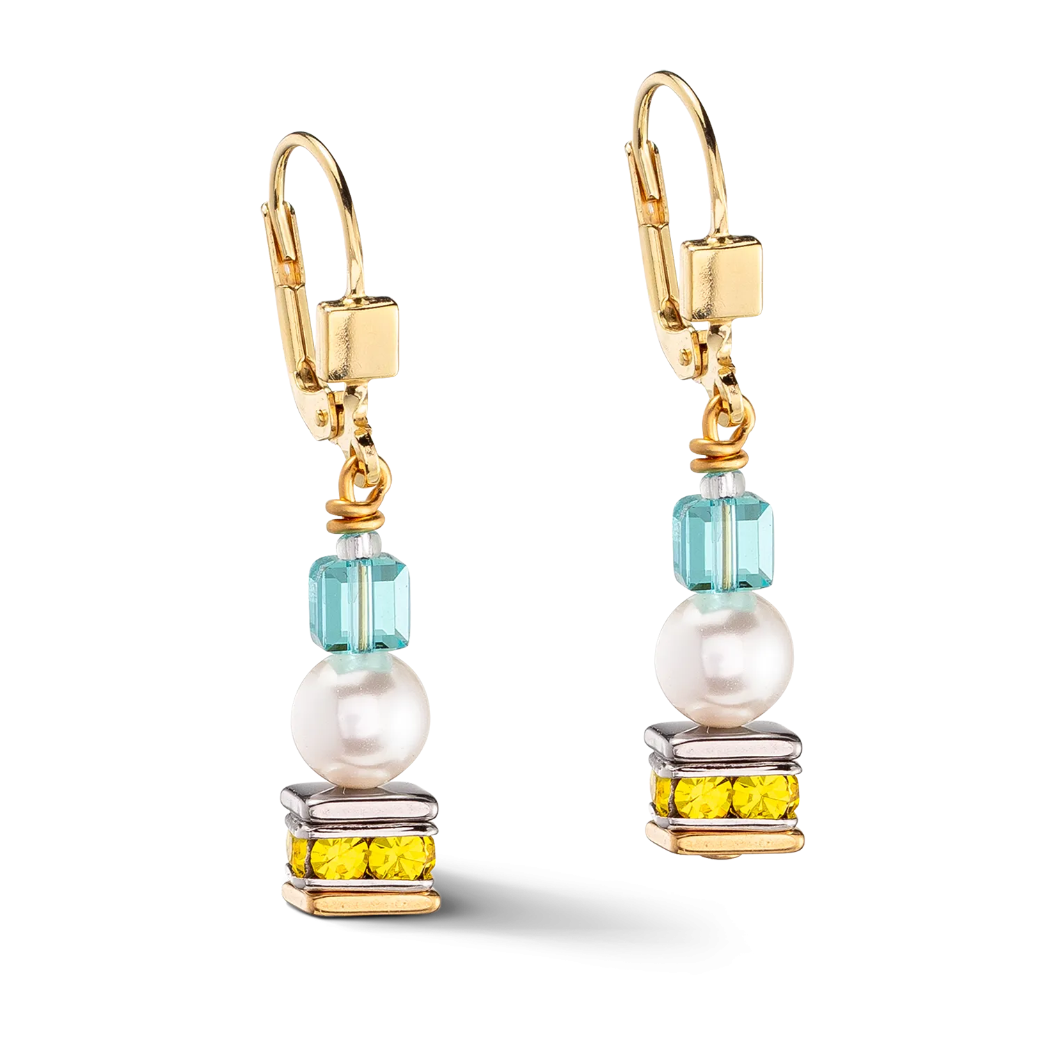 Joyful Cubes & Pearls earrings multicolour