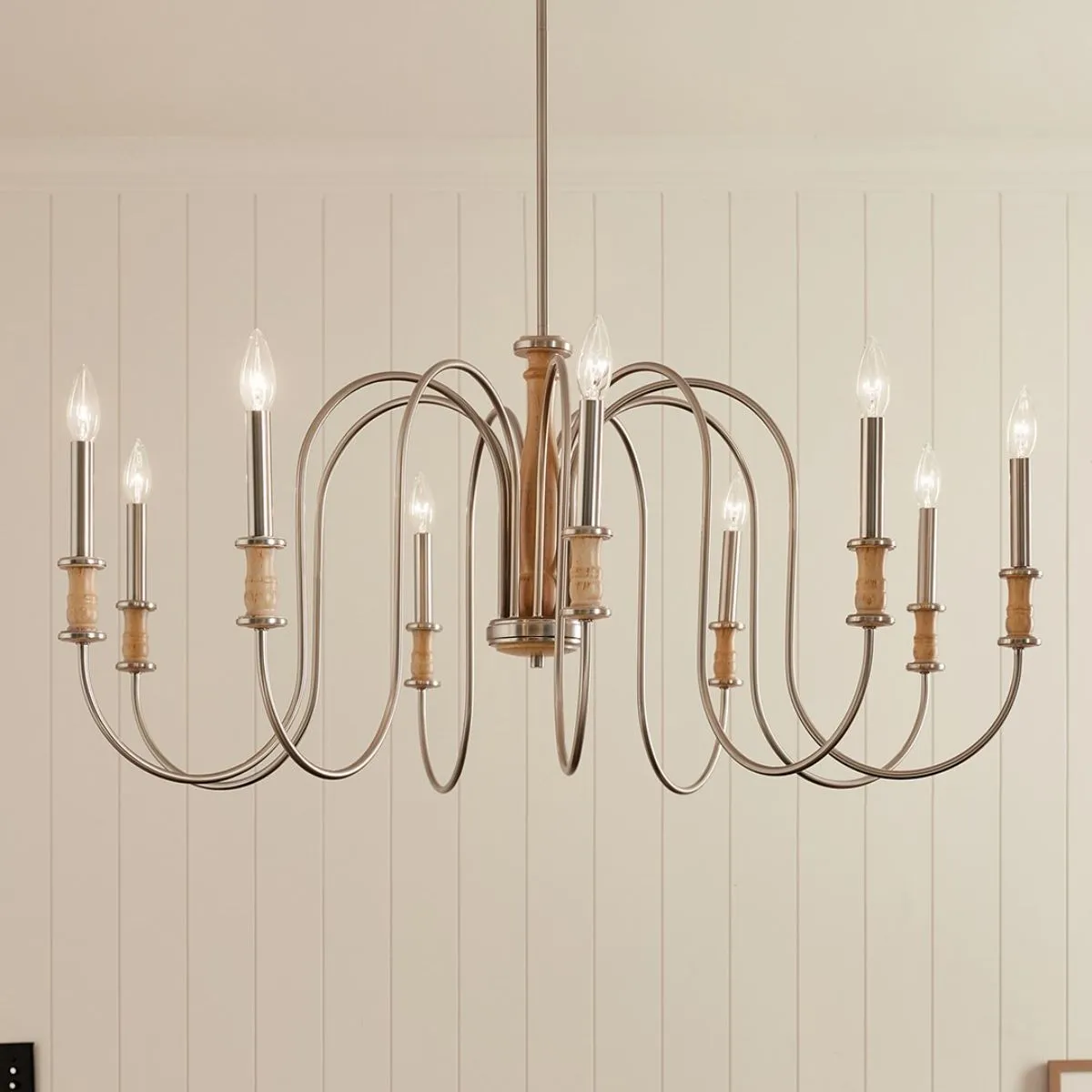 Karthe 42 in. 9 lights Chandelier Brushed Nickel finish