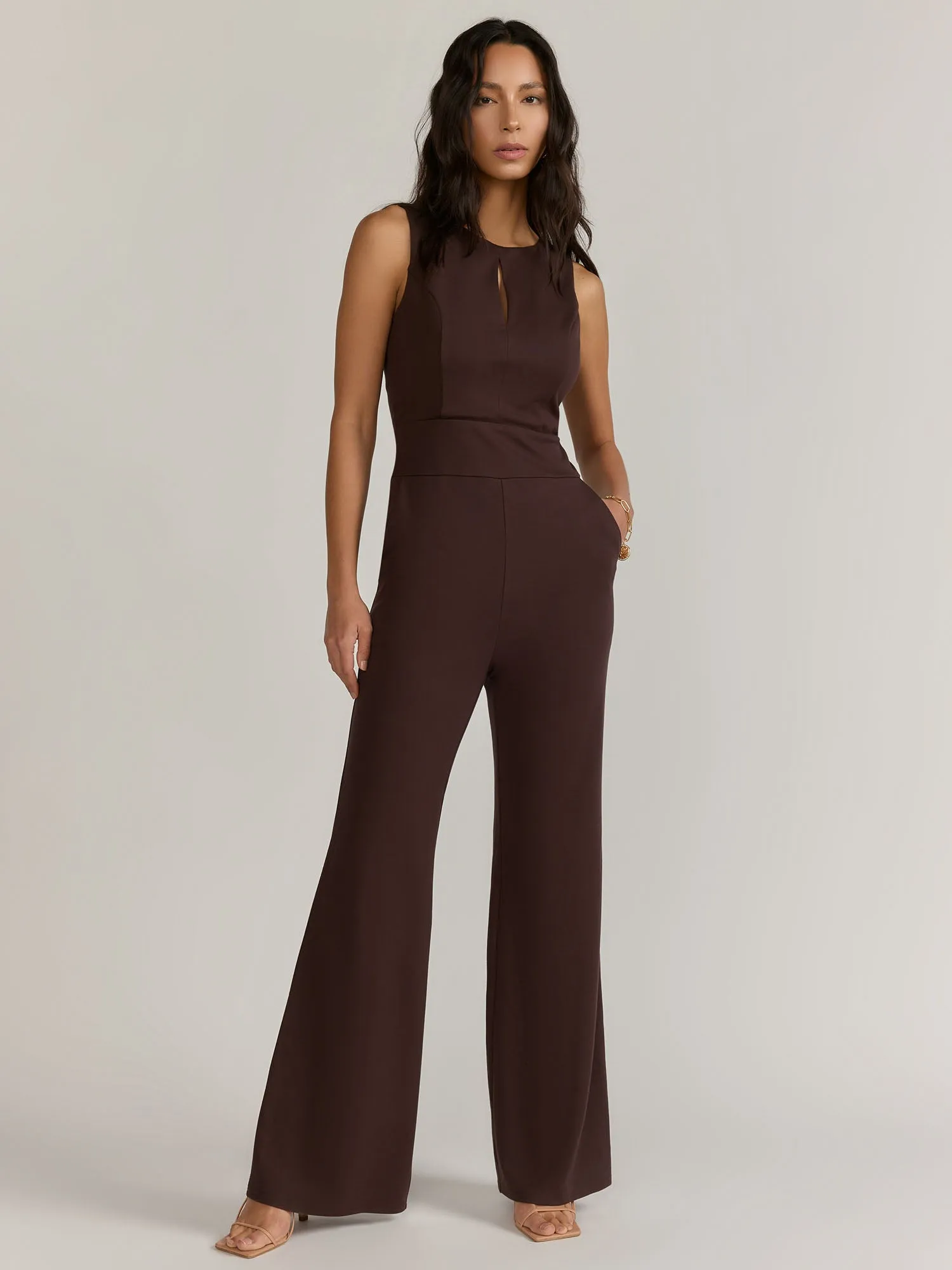 Lena Front Spilt Ponte Wide Leg Jumpsuit - Brands We Love