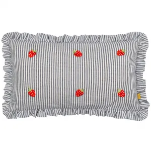 Les Fruites Embroidered Ruffle Cushion Strawberries