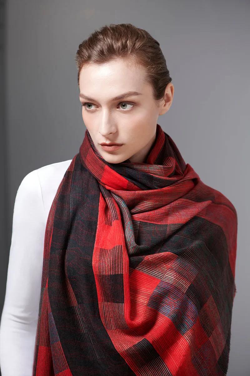 LONDON RED PURE WOOL SCARF