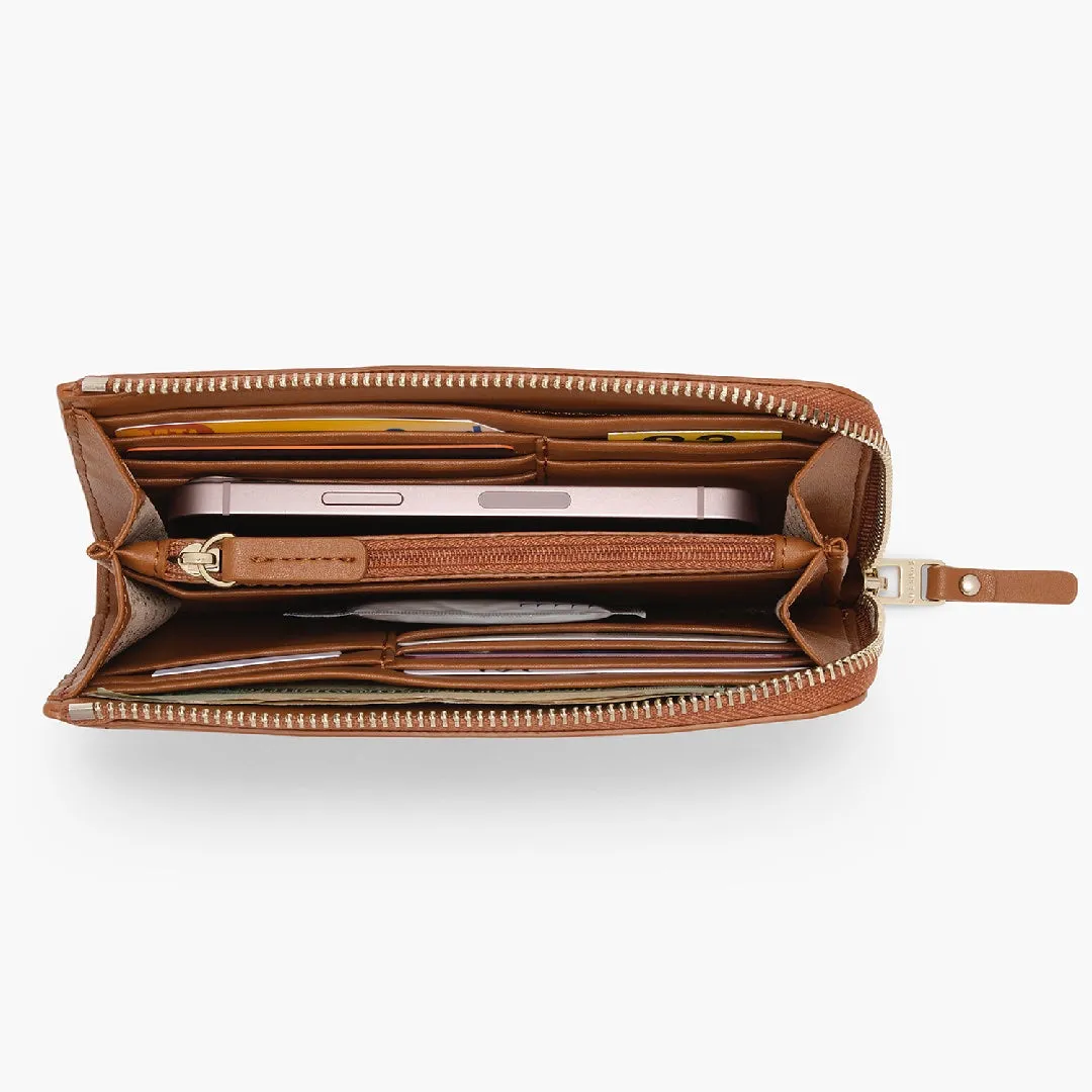 Magnolia Leather Wallet - Cactus Leather - Cognac / Gold / Camel