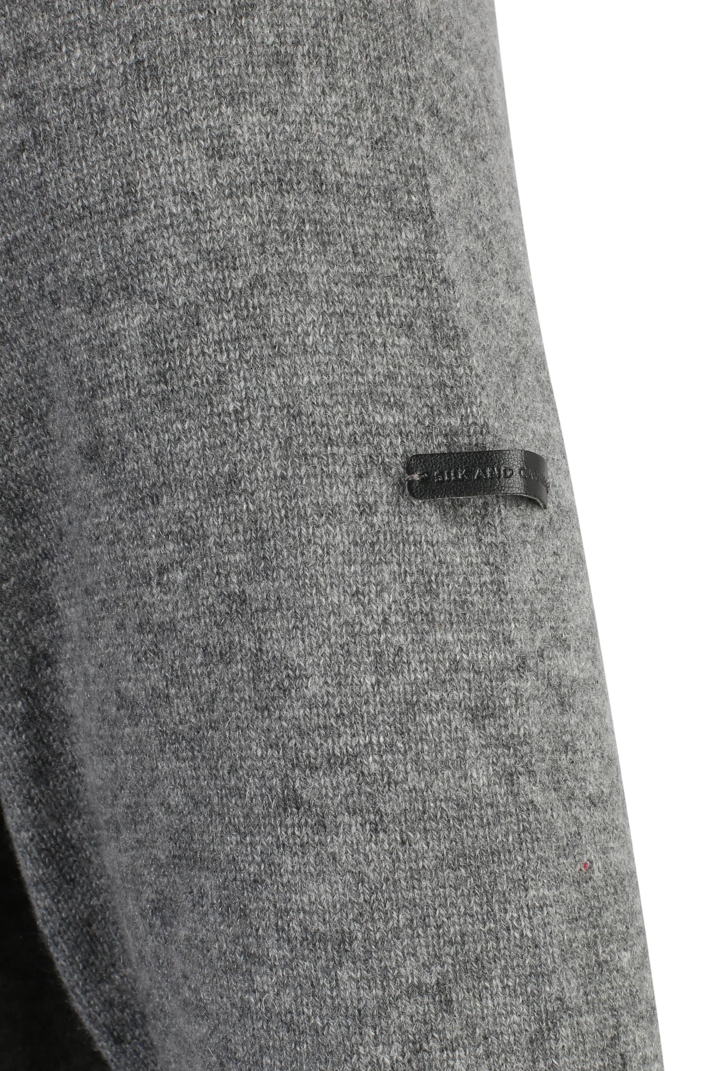 Medium Gray Melange Pure Cashmere High Collar Zipper Men's Sweater