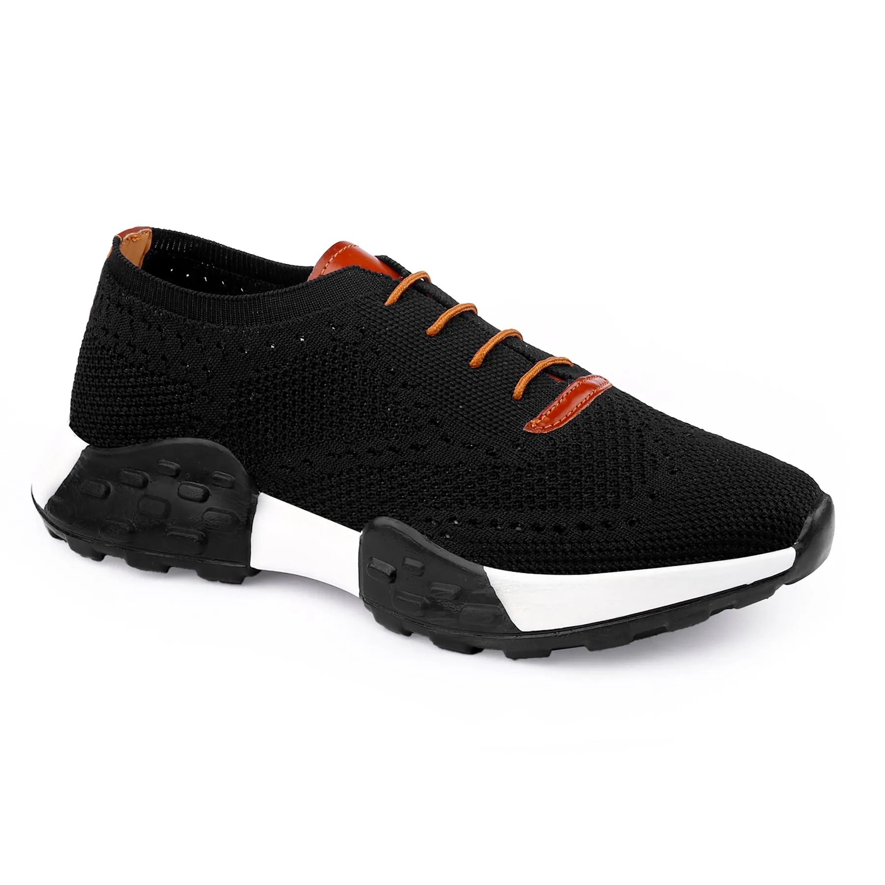 Men's Knitted Breathable Upper Casual Brogue Lace-Up Shoes