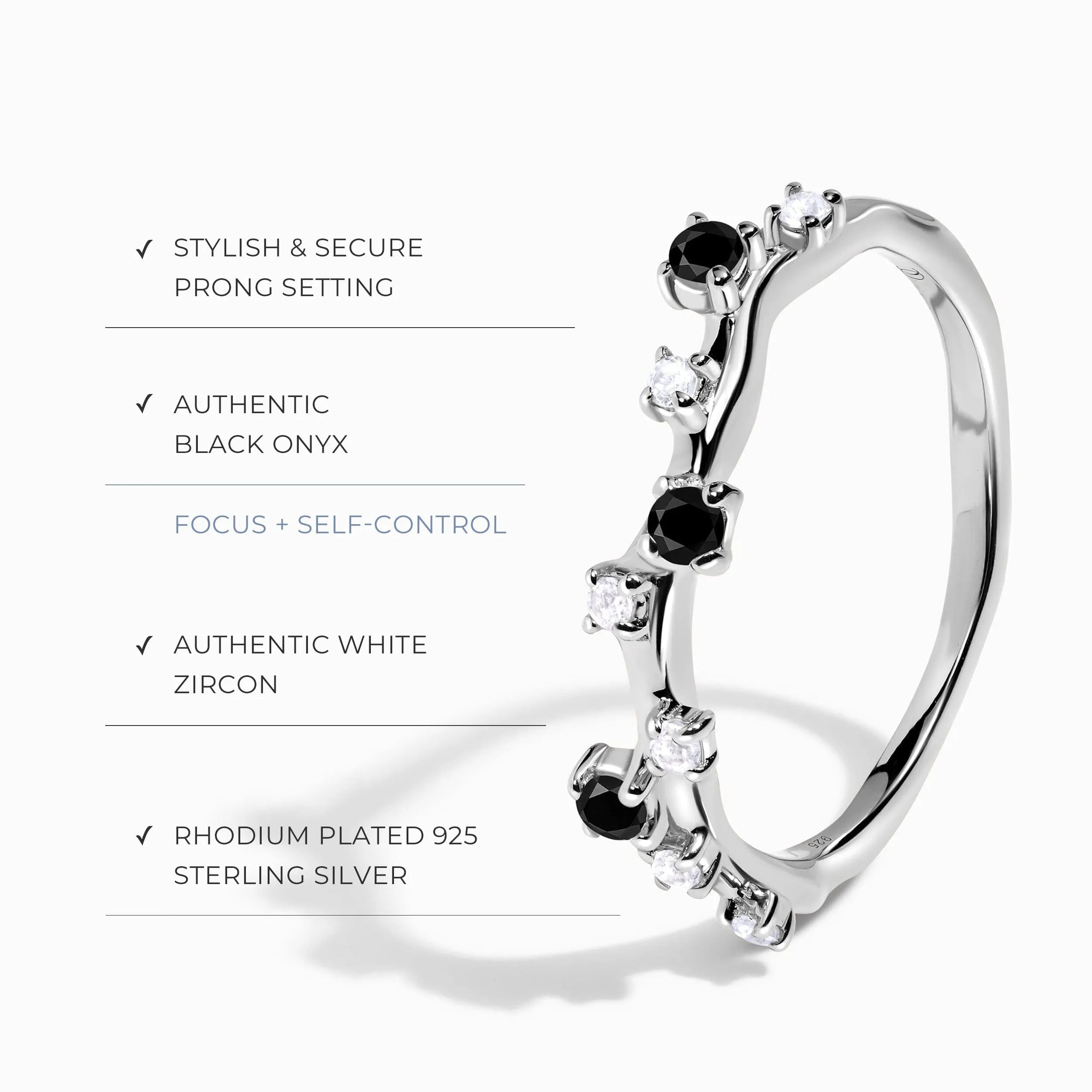 Meteorite Flow Ring & Black Onyx Stardust Band