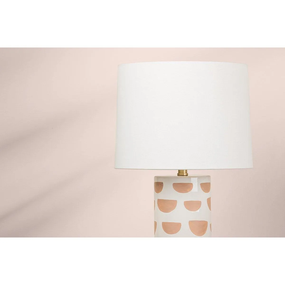 Minnie Tall Table Lamp Ceramic White Geometric Pattern with Aged Brass Accents