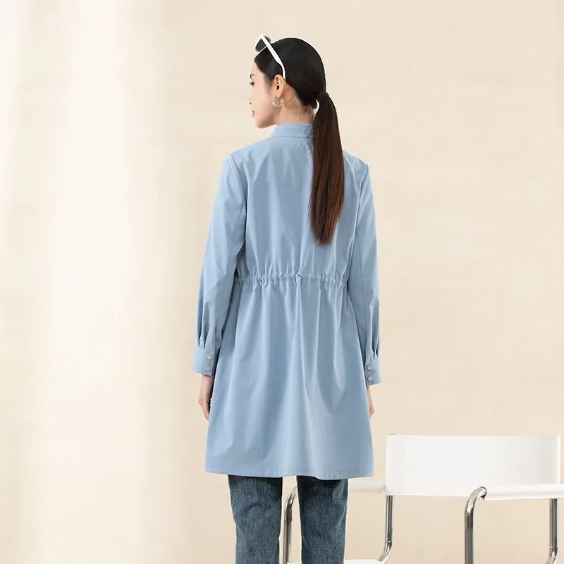 Mist Blue Long Waisted Shirt Jacket