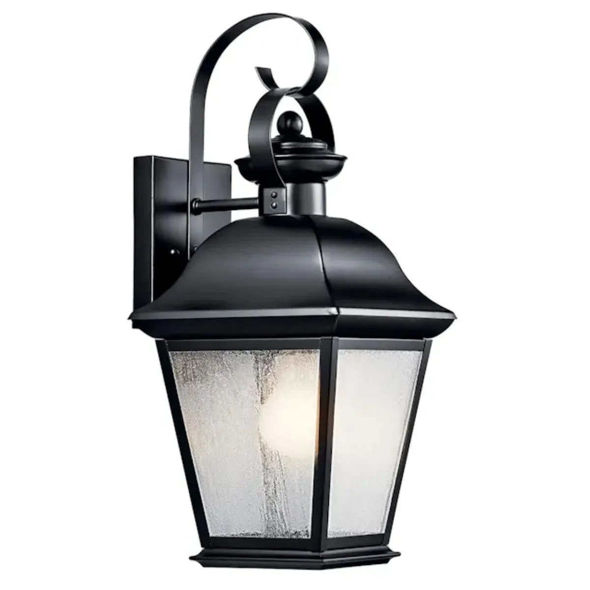 Mount Vernon 17 In 1-Light Outdoor Wall Light With Clear Seeded Glass, Black Finish