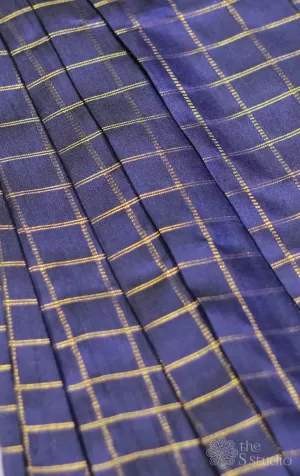 Navy blue kanchi silk checked blouse material