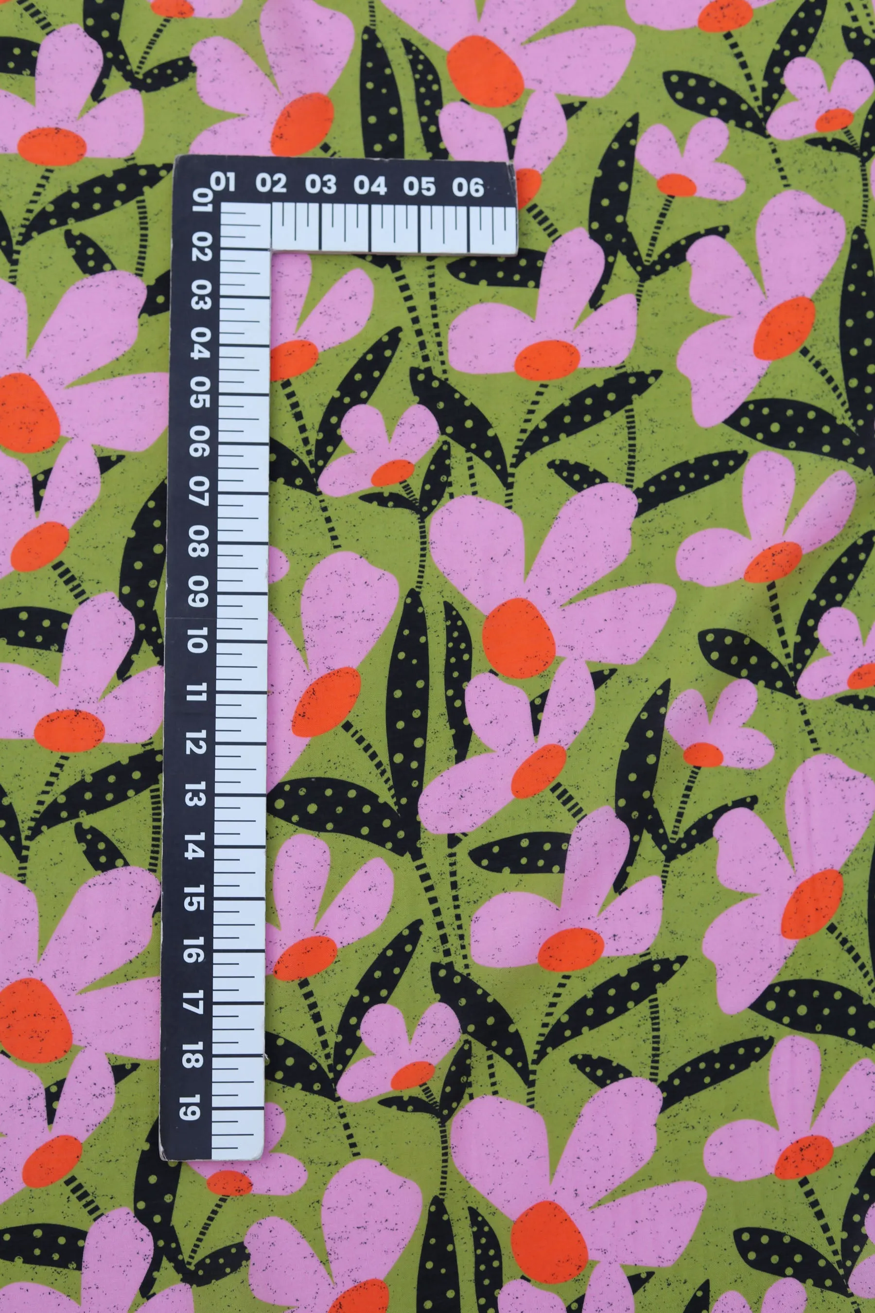 Orange Pink All Over Floral Pattern Printed Natural Muslin Silk Fabric