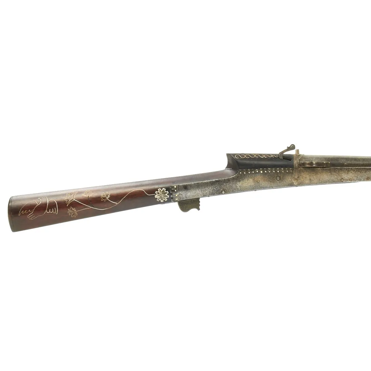 Original 19th Century Antique Indian Decorated Toradar Matchlock Gun c.1800/1850 - 68 Inches Long