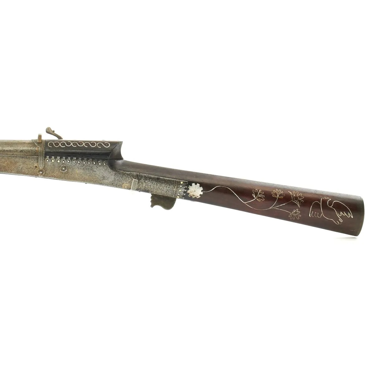 Original 19th Century Antique Indian Decorated Toradar Matchlock Gun c.1800/1850 - 68 Inches Long