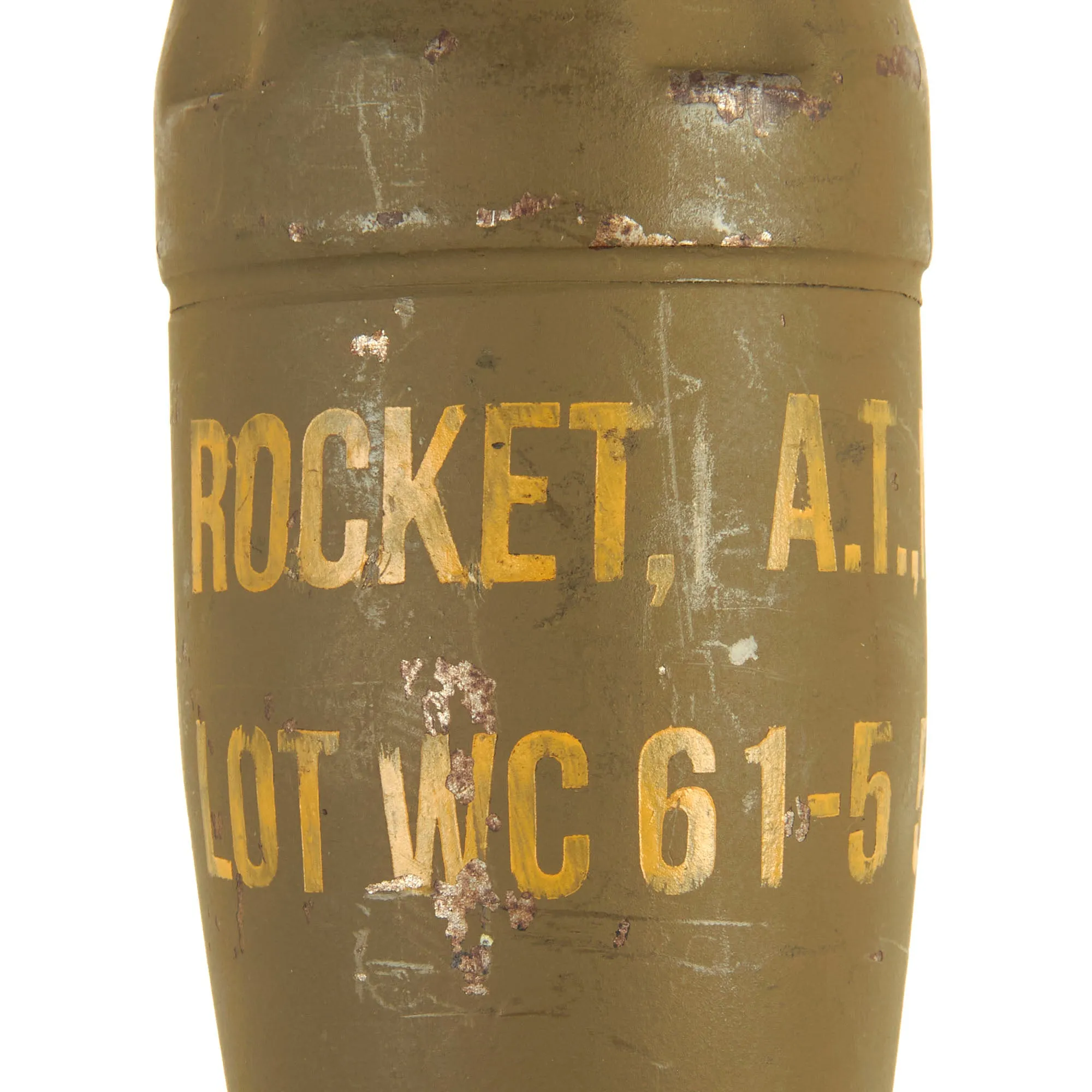 Original U.S. WWII Second Pattern M6 Bazooka Rocket Bag Dated 1945 With (1) Inert 2.36” Rocket Dated 1944