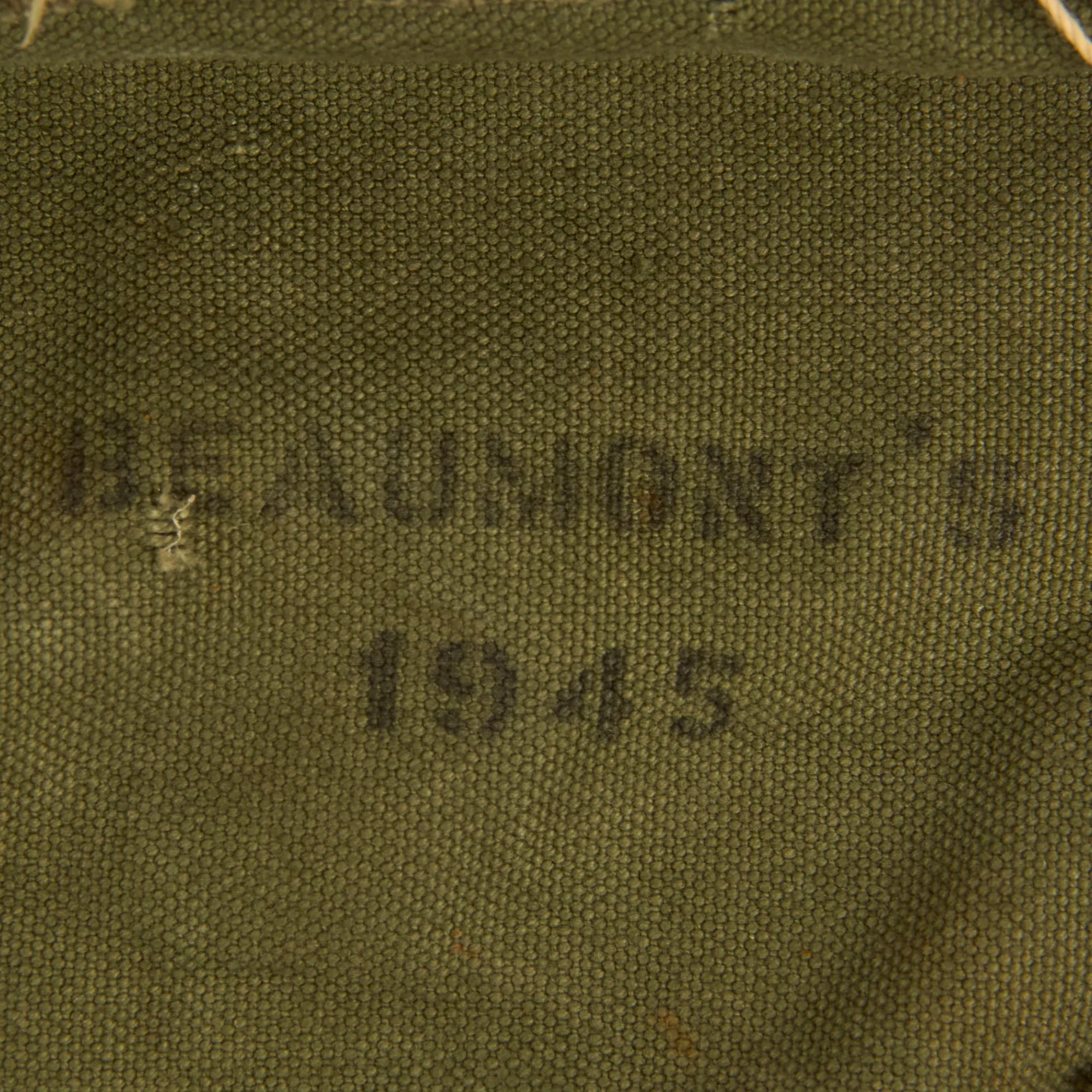 Original U.S. WWII Second Pattern M6 Bazooka Rocket Bag Dated 1945 With (1) Inert 2.36” Rocket Dated 1944