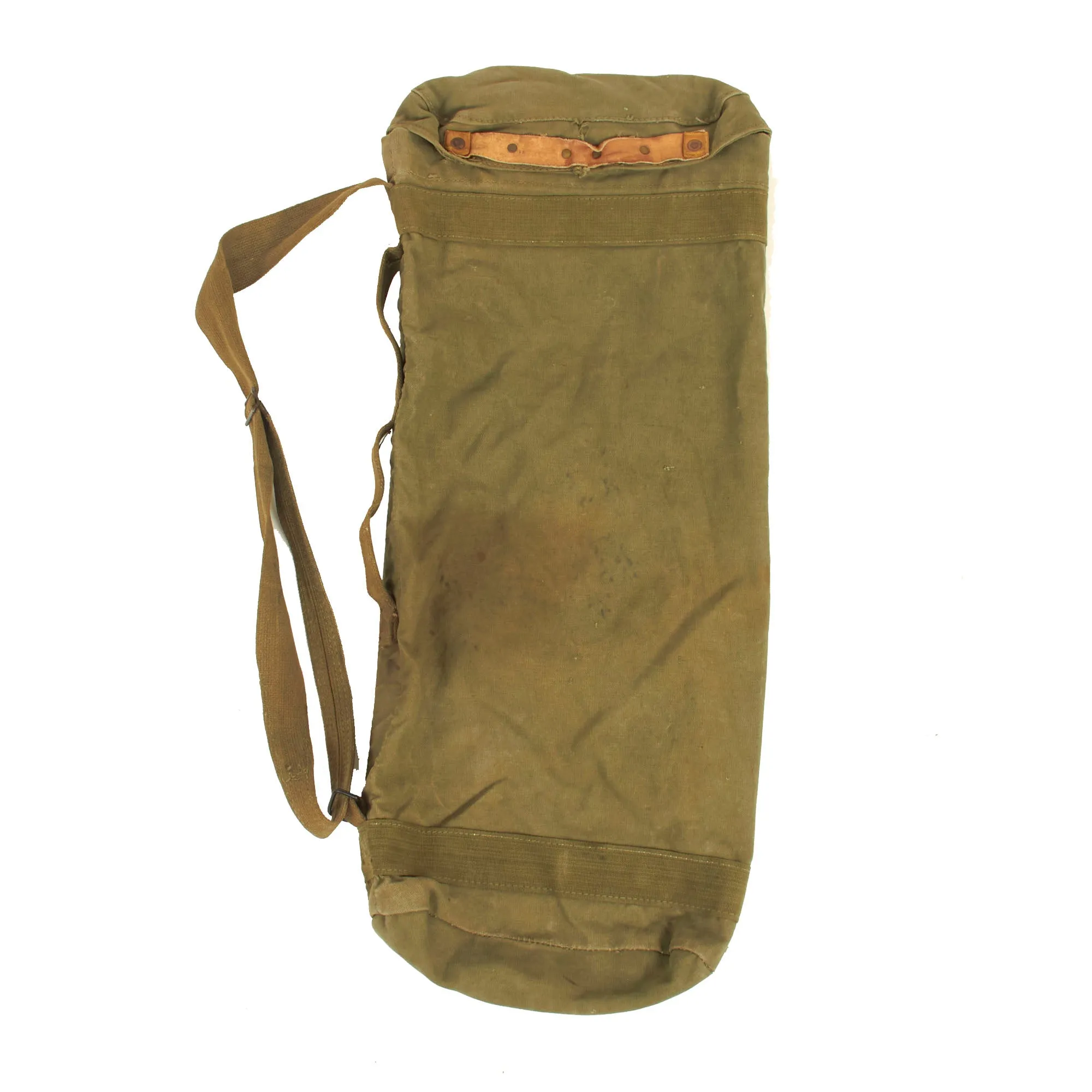 Original U.S. WWII Second Pattern M6 Bazooka Rocket Bag Dated 1945 With (1) Inert 2.36” Rocket Dated 1944