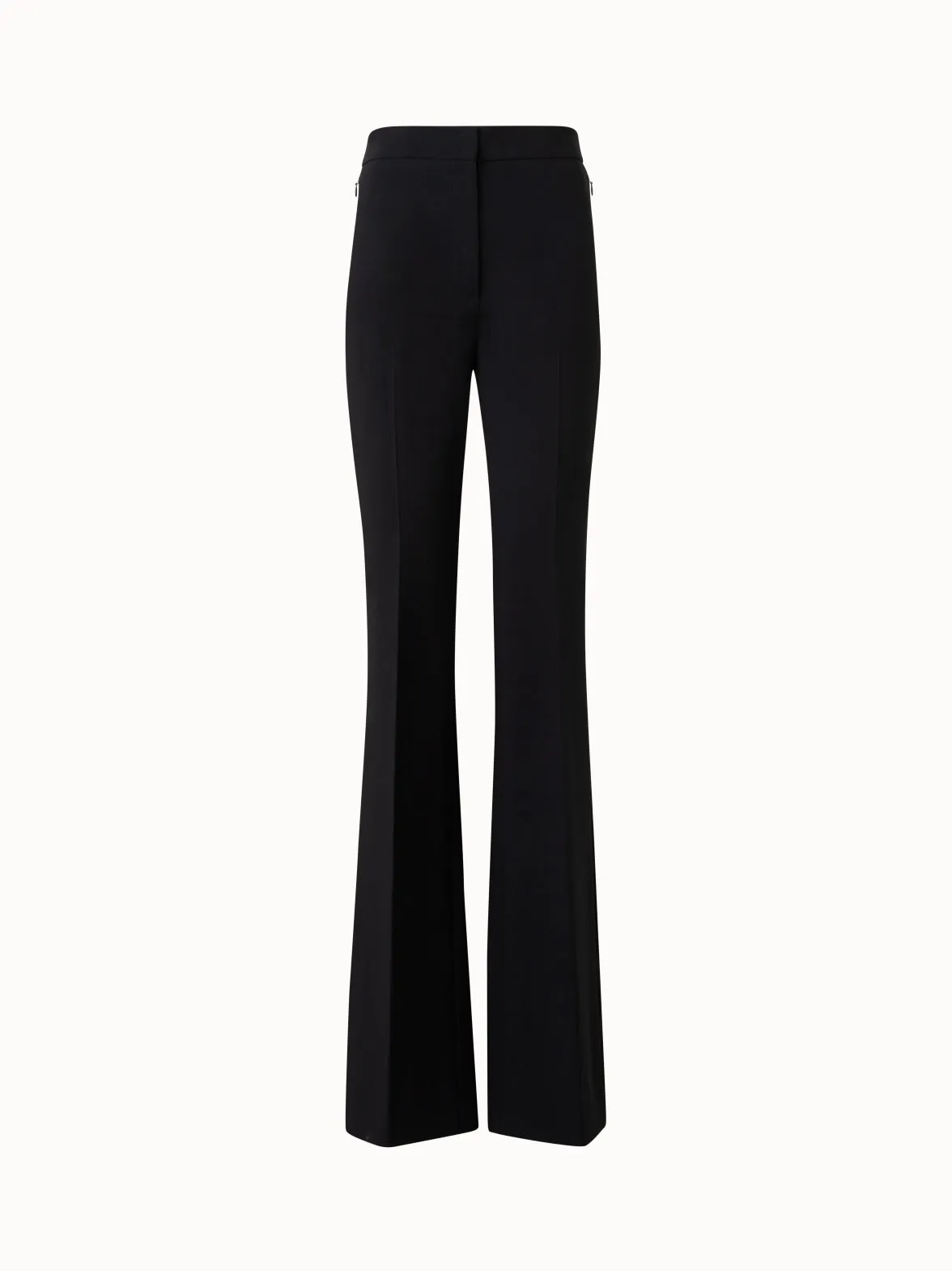 Pants with Satin Side Trim in Wool Double-Face