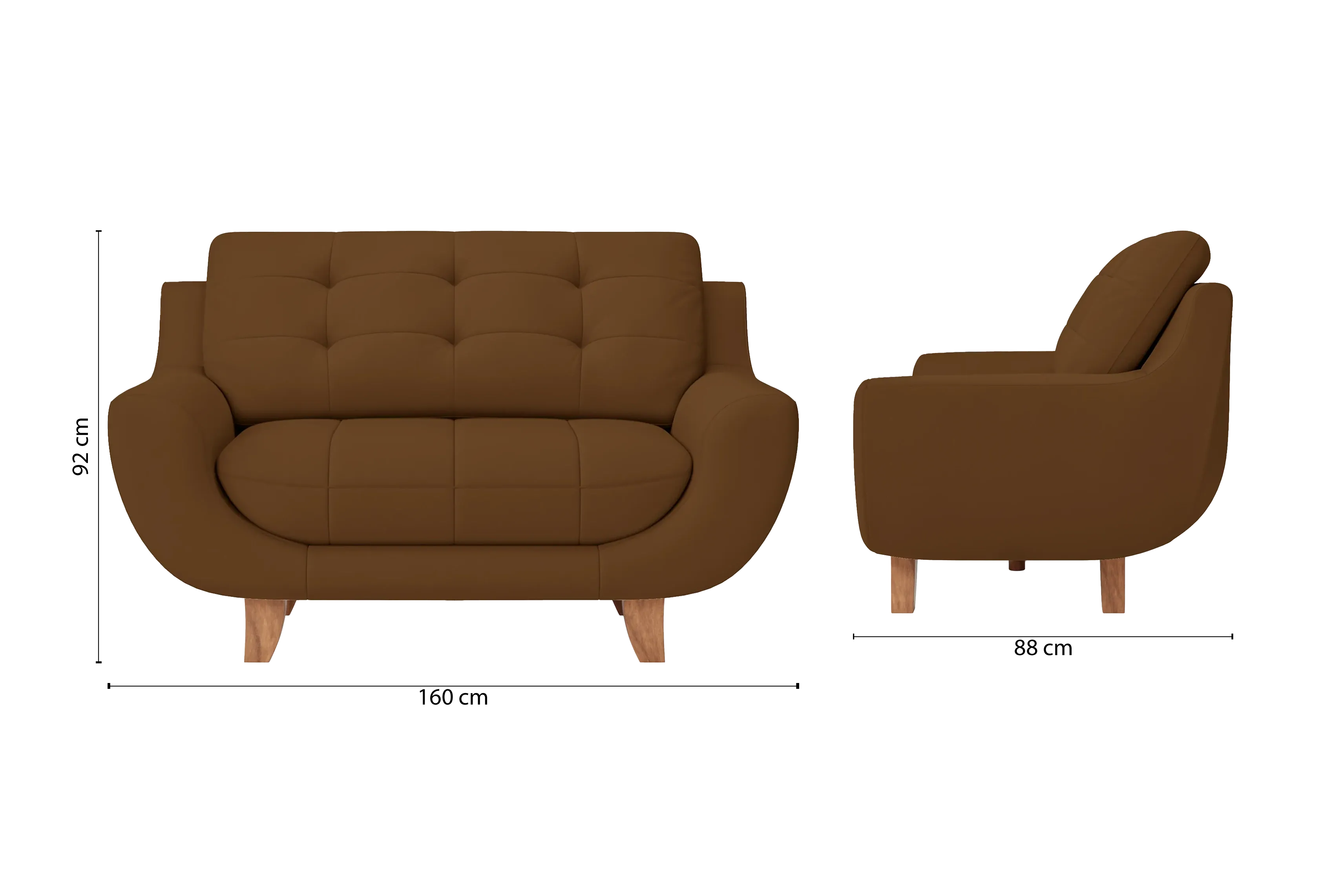 Perugia 2 Seater Sofa Walnut Brown Leather