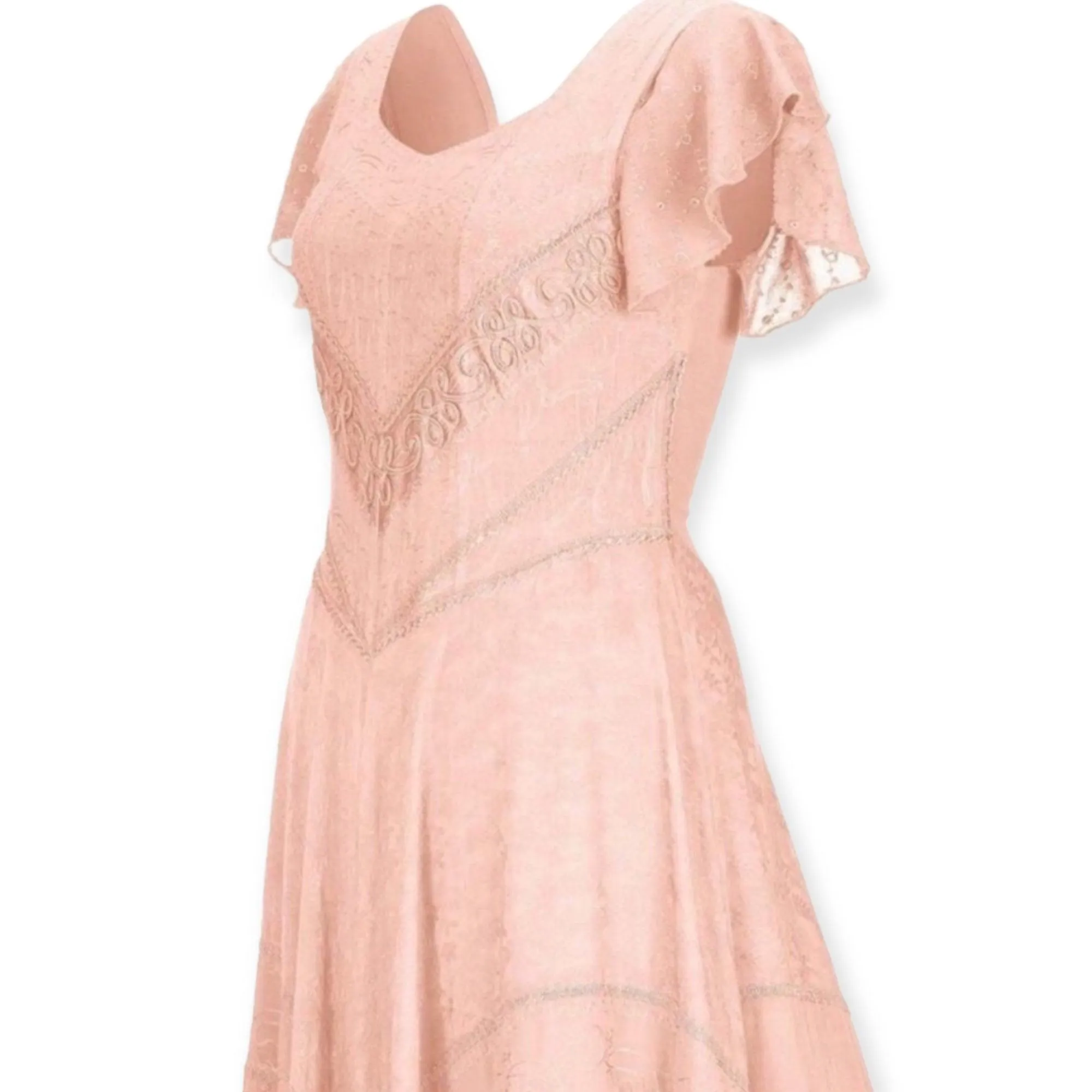 Pink Embroidered Panel Maxi Dress