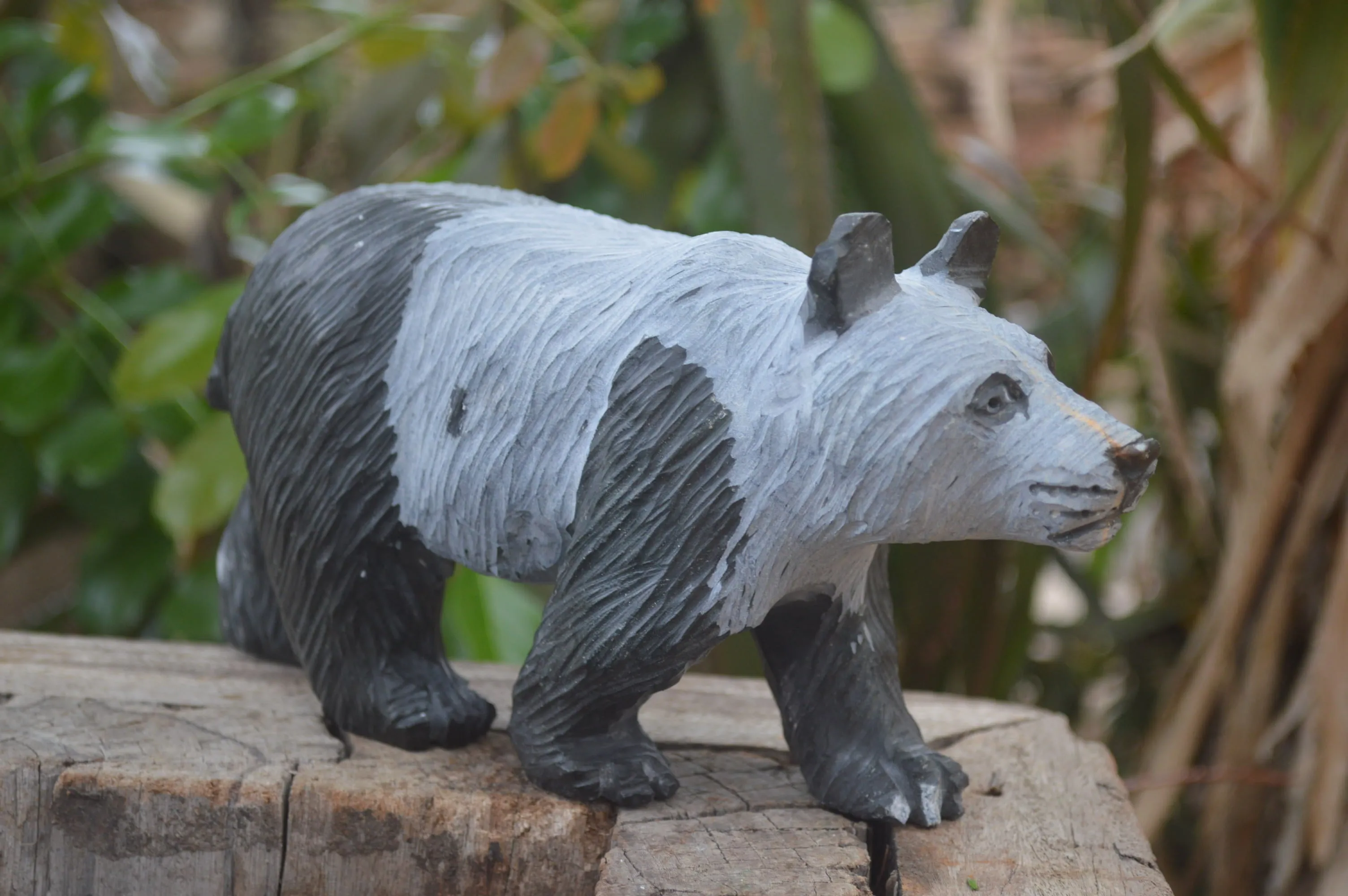 Polished Wonder Stone Panda Bear Carving x 1 From Zimbabwe