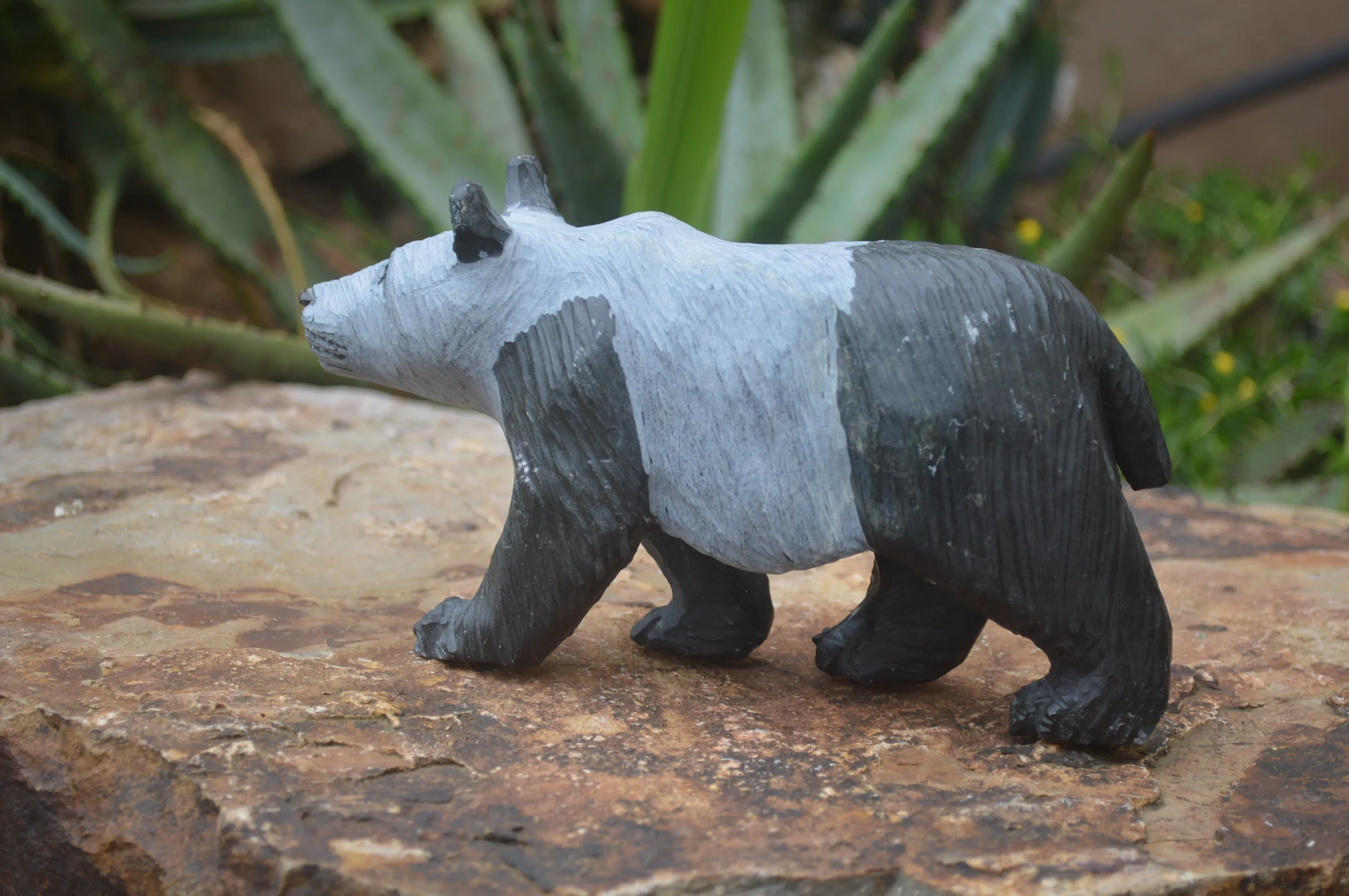 Polished Wonder Stone Panda Bear Carving x 1 From Zimbabwe