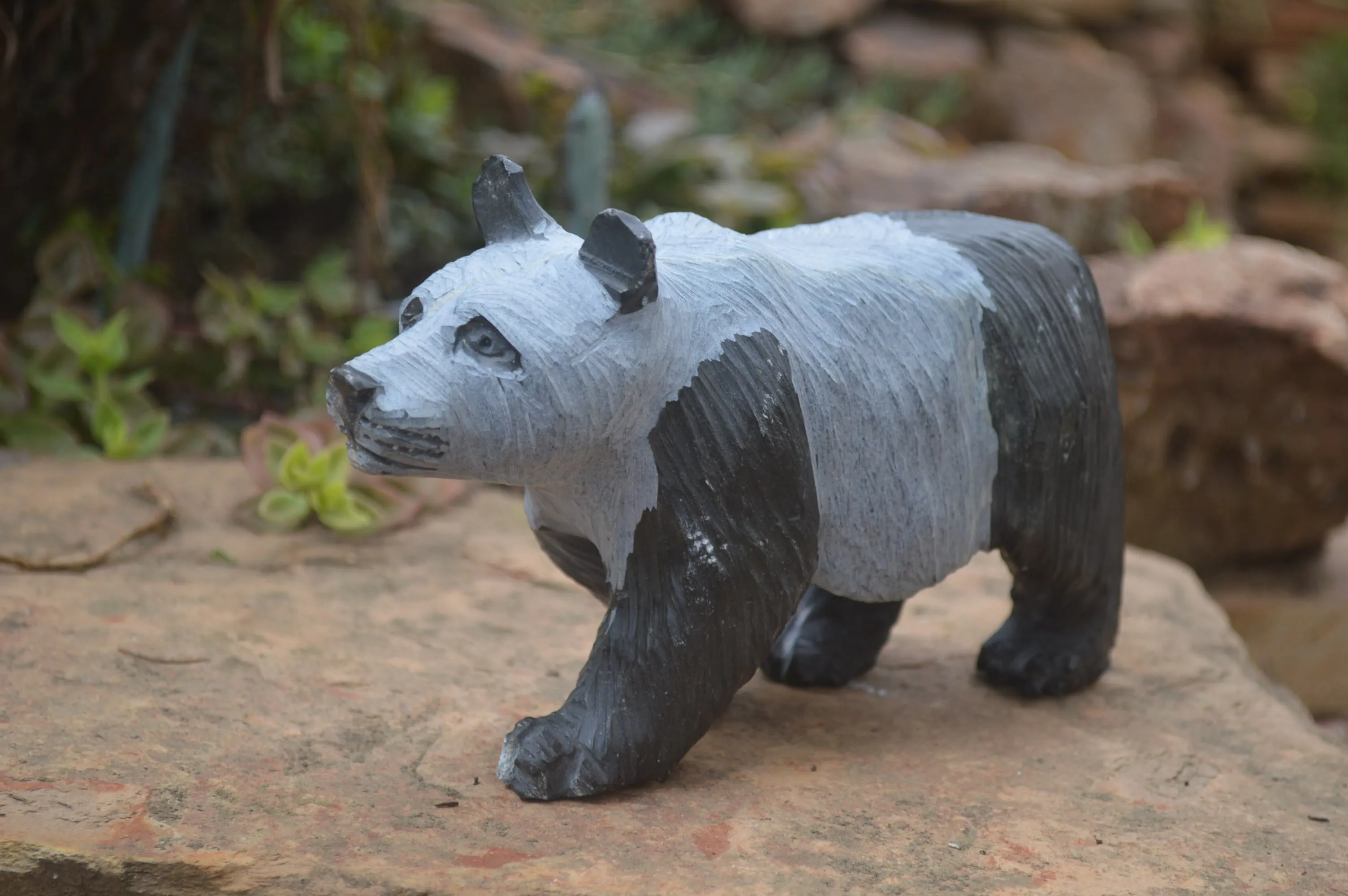 Polished Wonder Stone Panda Bear Carving x 1 From Zimbabwe