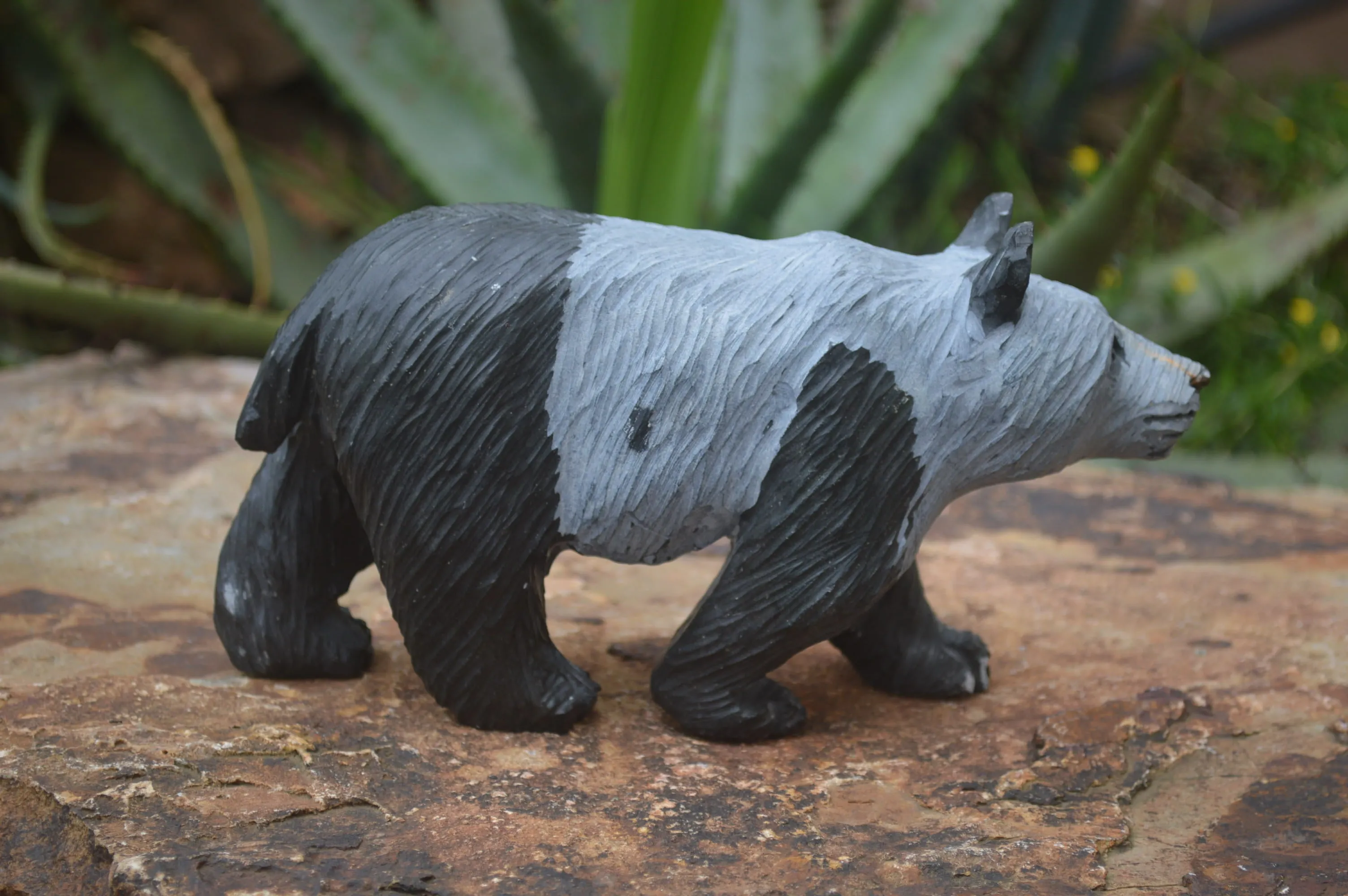 Polished Wonder Stone Panda Bear Carving x 1 From Zimbabwe